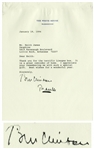 Bill Clinton Letter Signed as President -- Bill Thanks an Arkansas Friend, ...It is a great reminder of home...